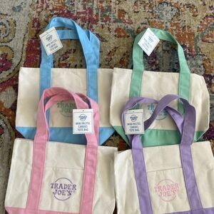 Pink and Blue Canvas Tote Bags